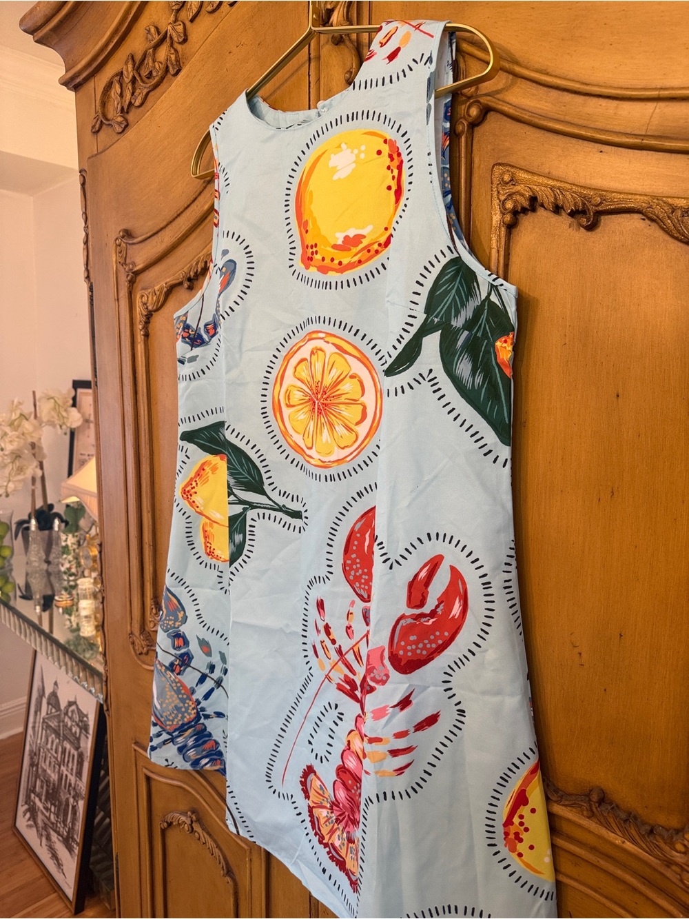 Trending Summer Print Shift Dress in Light Blue - Picture 7 of 10